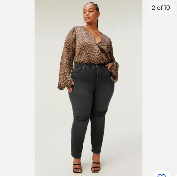 Good American Satin Thong Bodysuit In Sepia Leopard Size 5 - Picture 2 of 16